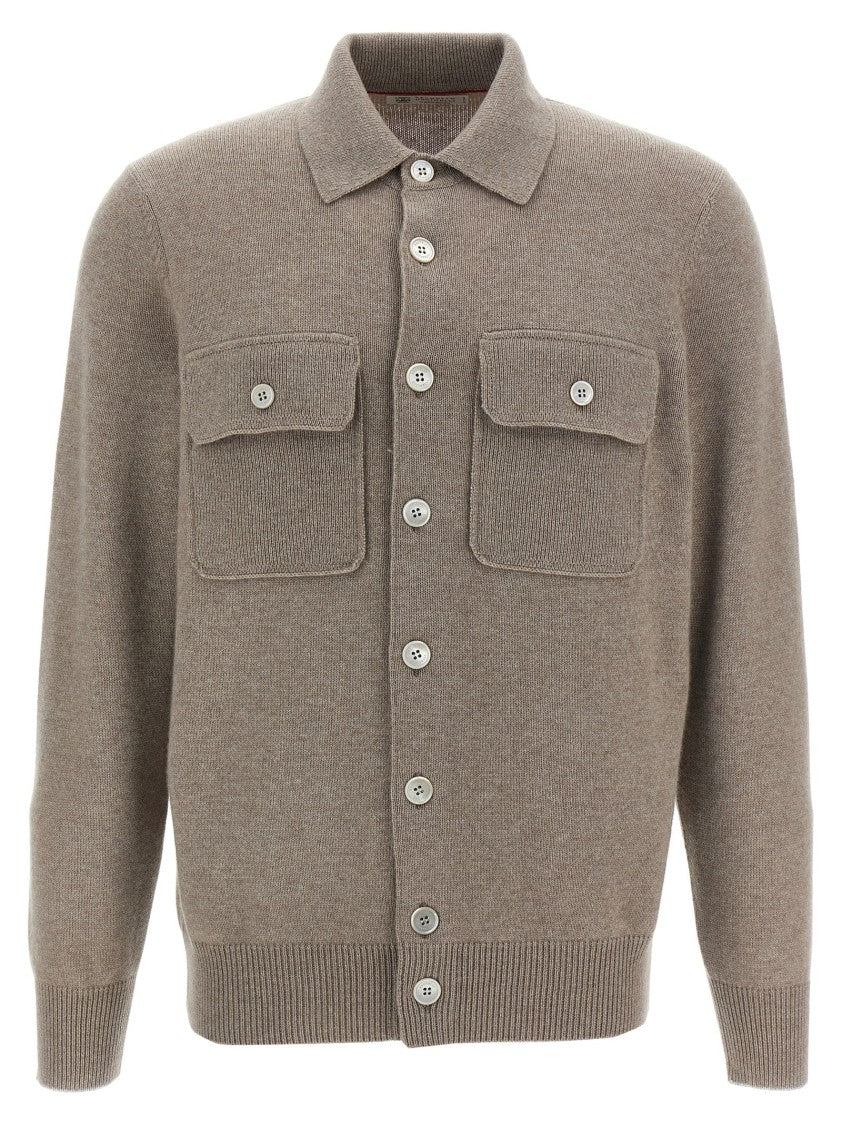 Brunello Cucinelli Shirt Collar Cashmere Cardigan