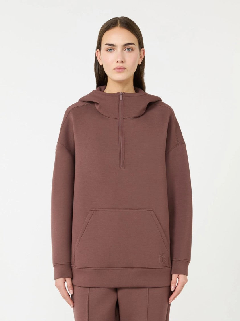 Max Mara Half-Zip Relaxed-Fit Hoodie With Subtle Logo Embroidery
