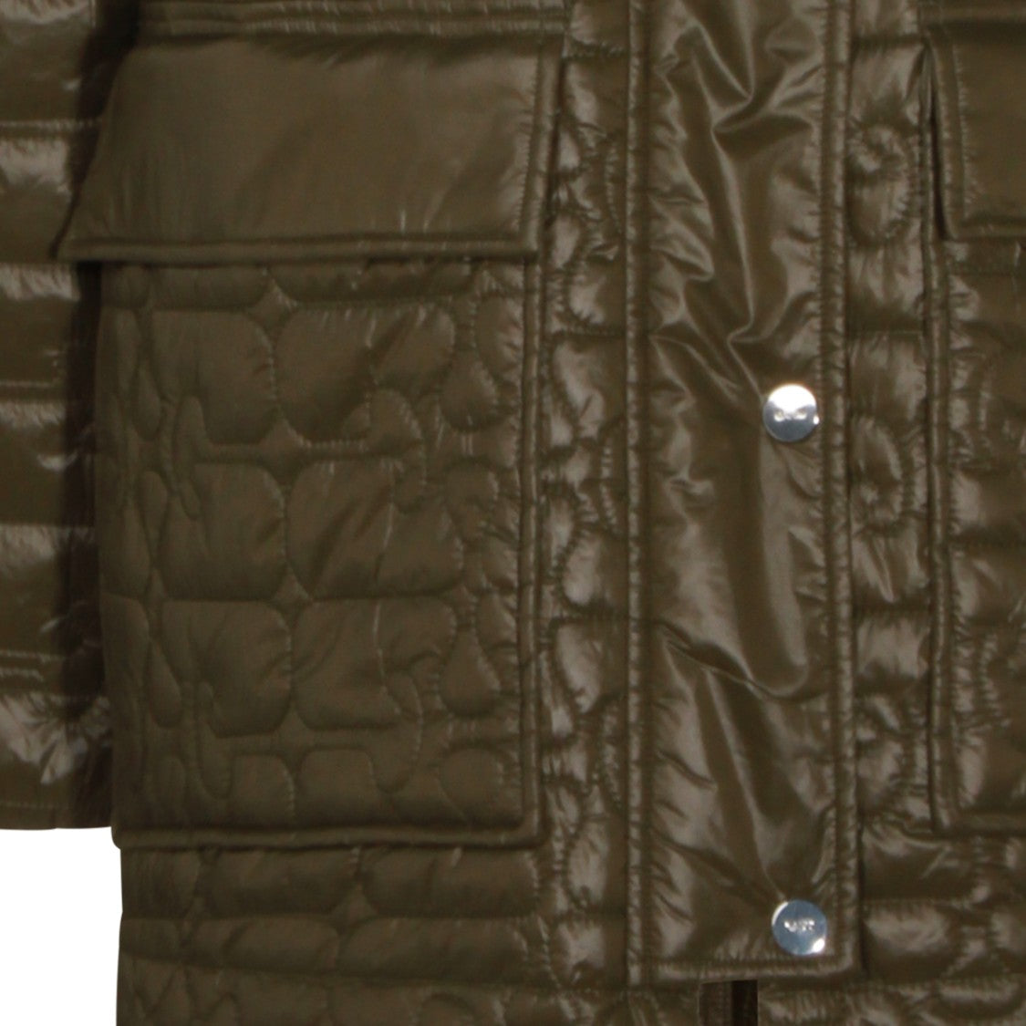 Ganni Olive Green Quilted Corduroy Collar Down Jacket