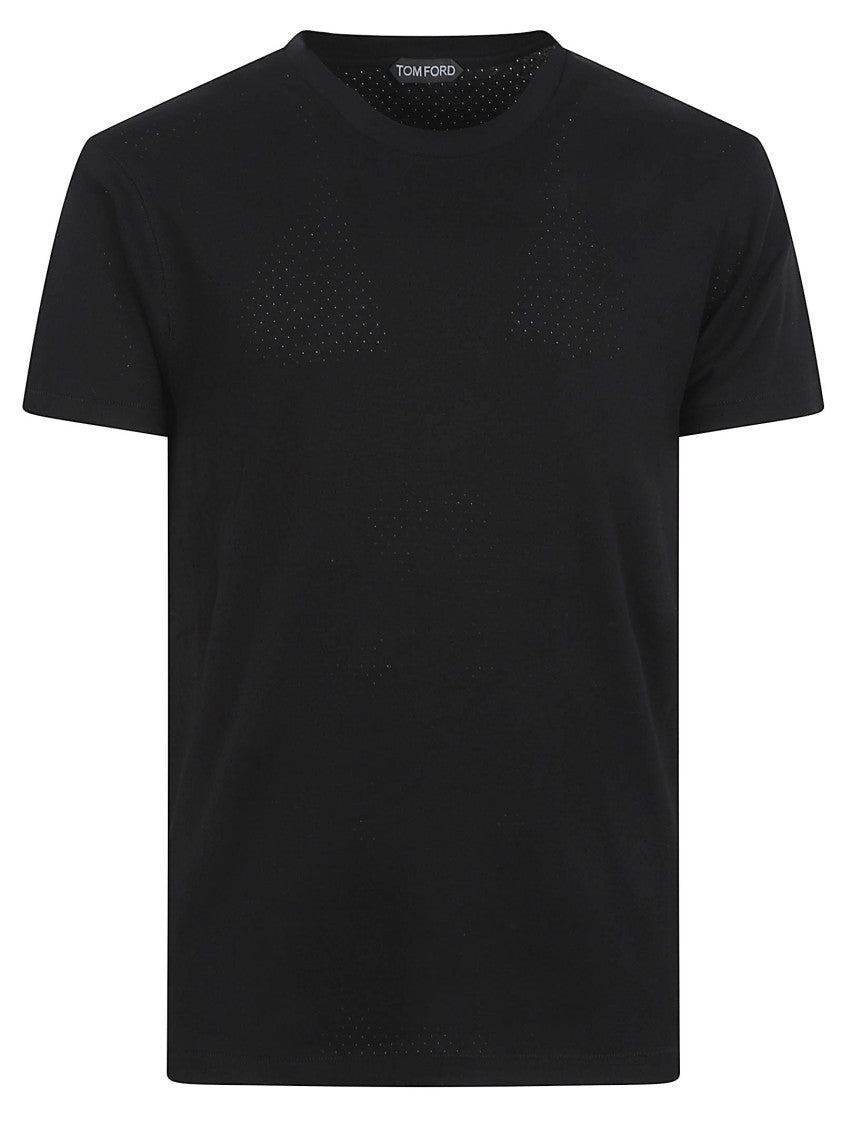 Tom Ford Crew Neck T-Shirt With Perforated Logo Design