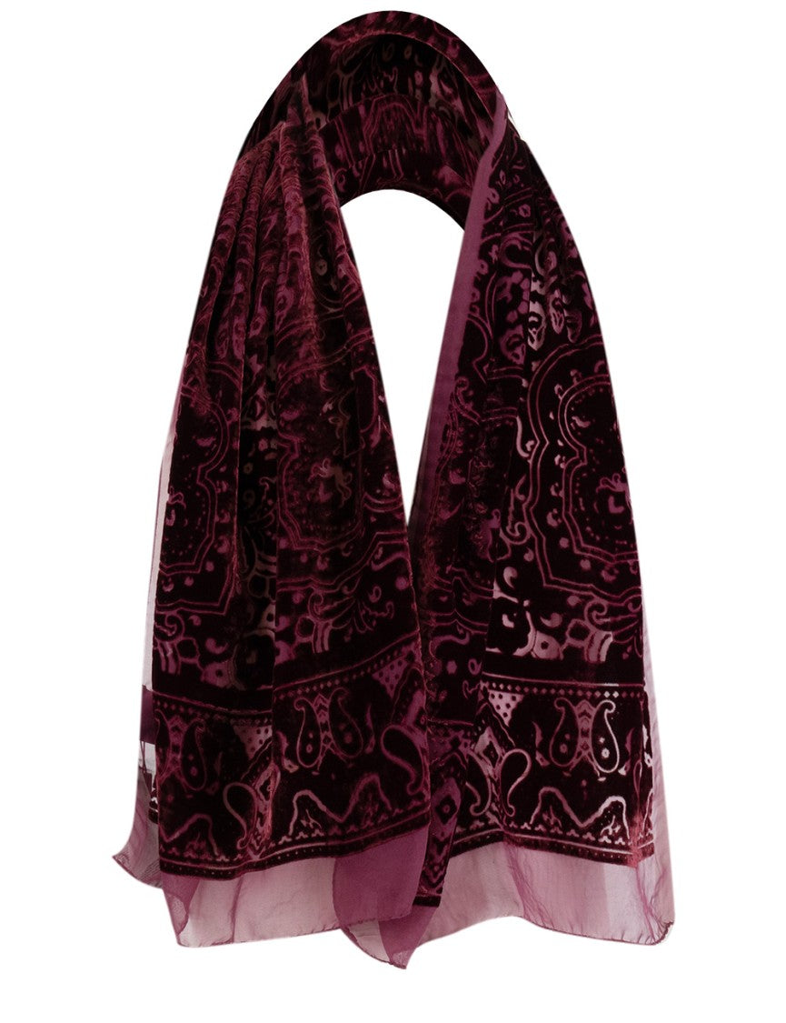 Etro Burgundy Silk And Viscose Scarf