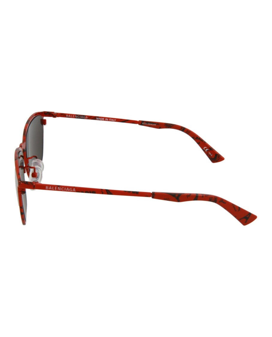 Balenciaga Square-Frame Metal Sunglasses