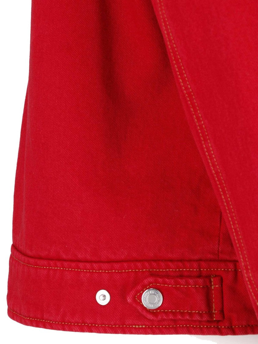 Ami Paris Red Cotton Classic Corduroy Collar Zip Jacket