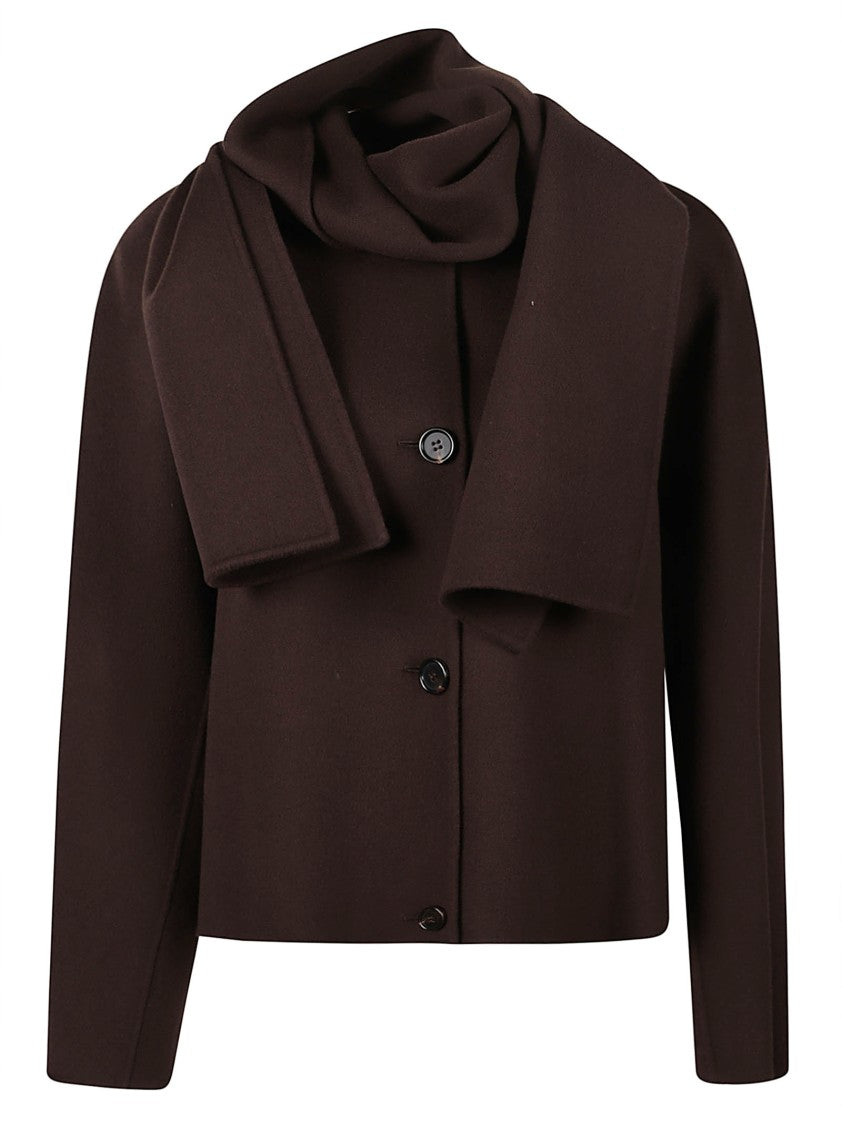 Max Mara Cropped Button-Up Jacket With Structured Silhouette And Matching Scarf