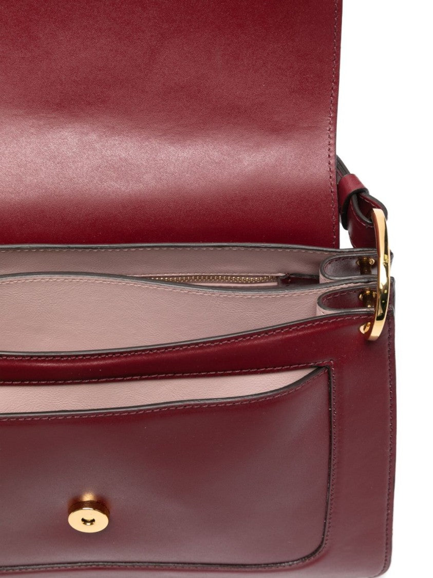 Coccinelle Structured Deep Red Calfskin Handbag