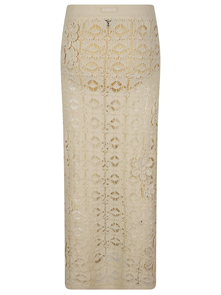 Pinko Anthemis Intricate Lace Cotton Midi Skirt