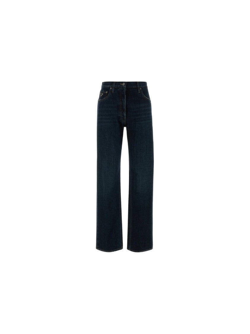 Prada Wide-Leg Indigo Jeans With Classic Five-Pocket Design