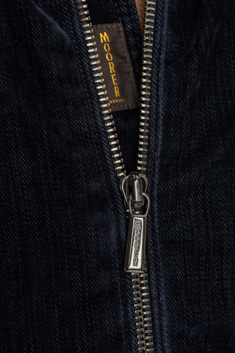 Moorer Flocked Denim Bomber Padded