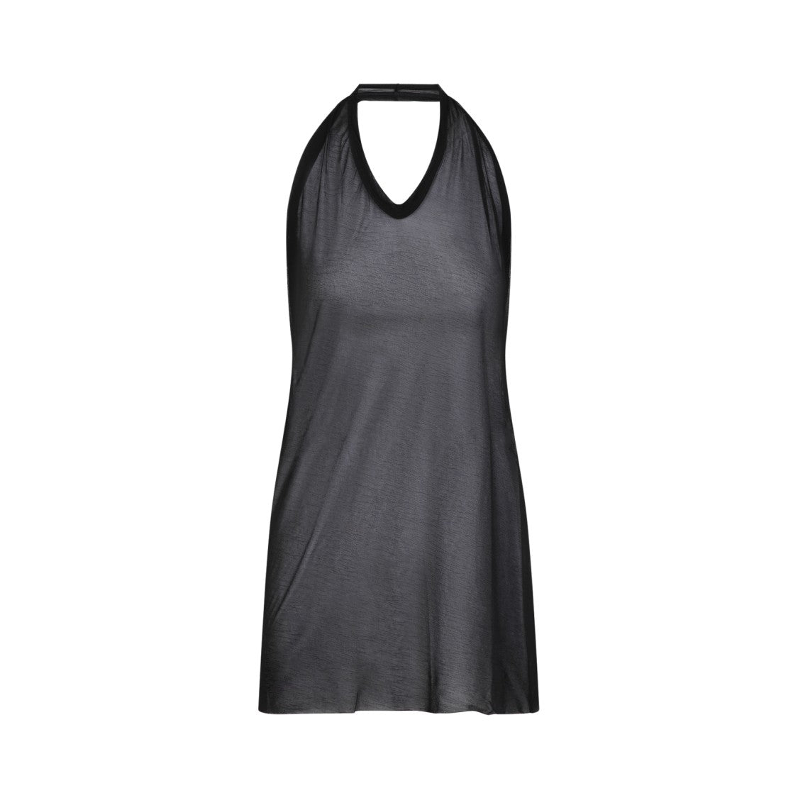 Rick Owens Black Halter Neck Top With Deep V-Neckline