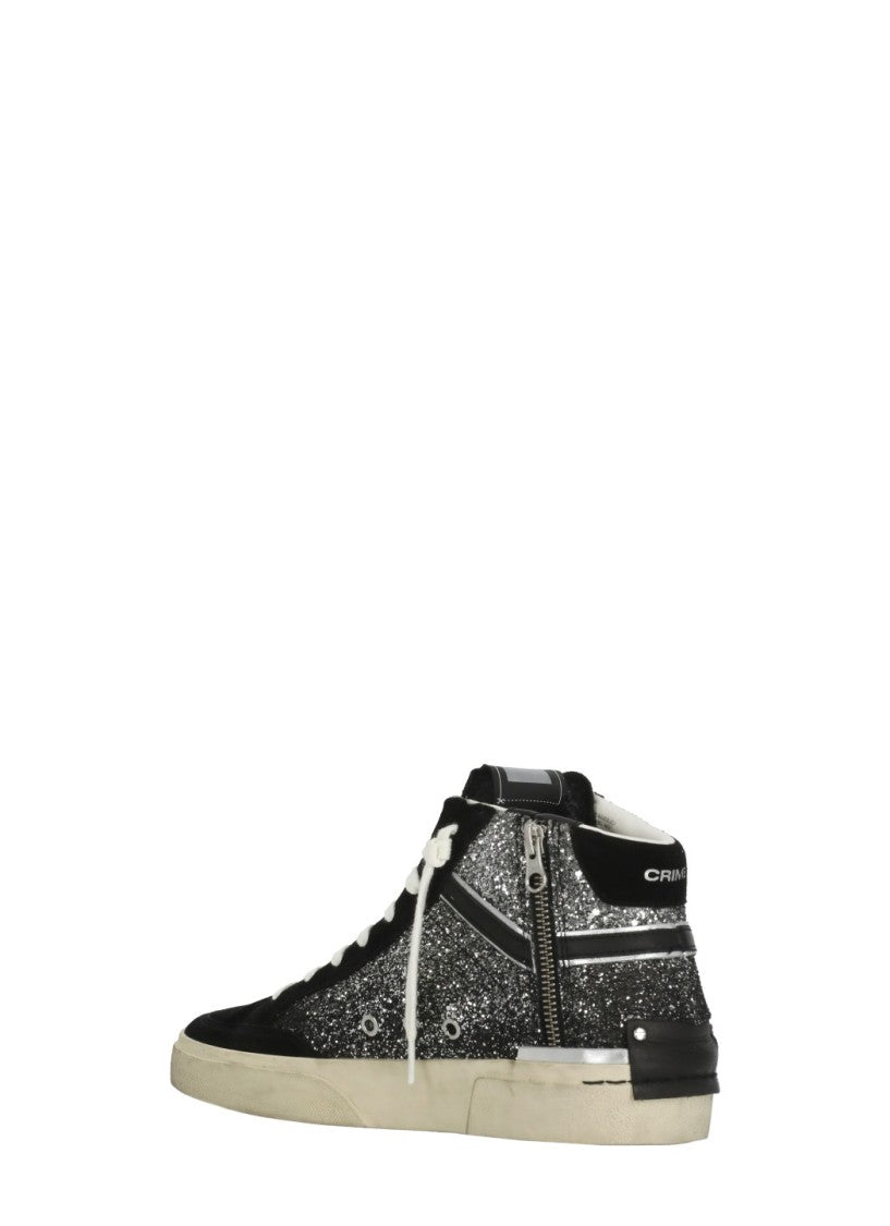 Crime London Black Sk8 Recut Glitter Sneakers