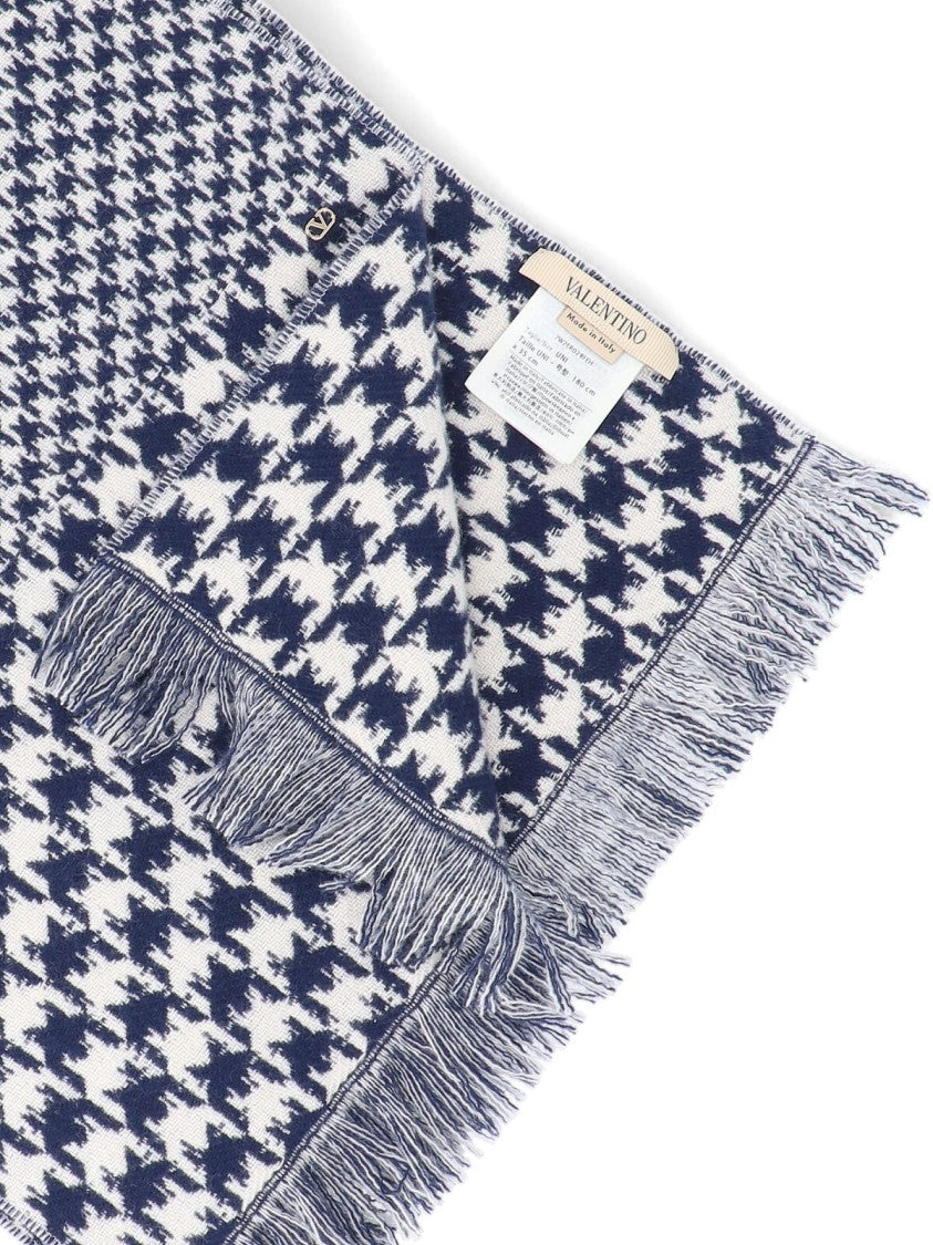Valentino Garavani Houndstooth Scarf – Navy Blue