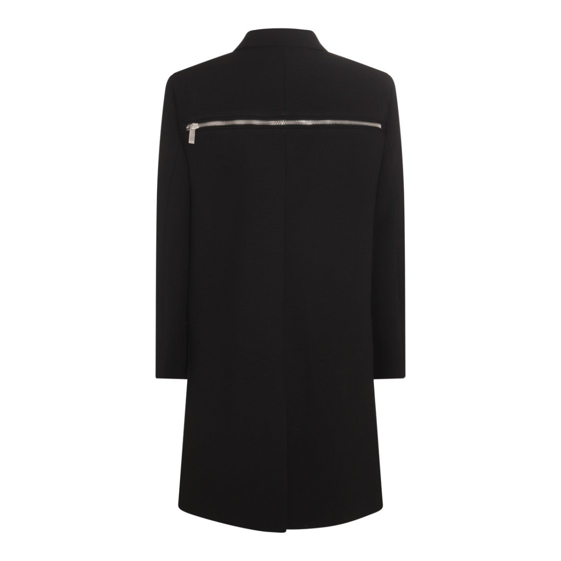 Off-White Double-Breasted Black Wool Coat With Structured Silhouette