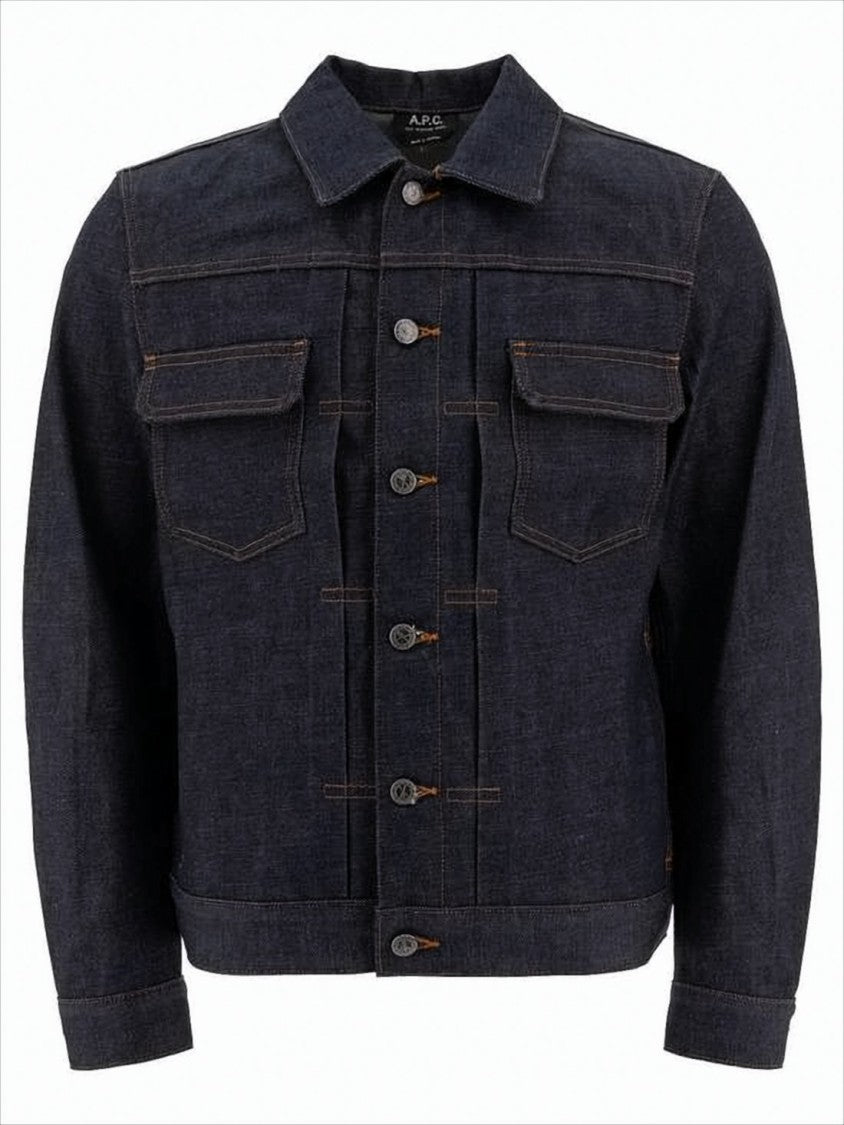 A.P.C. Structured Denim Jacket With Contrast Stitching