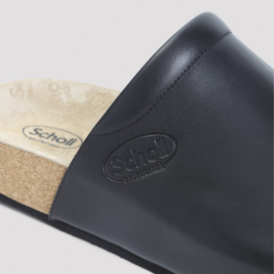 Balenciaga School Flat Black Calf Leather Mules