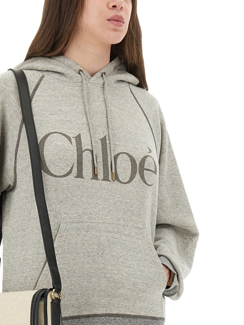 Chloé Oversized Logo Cotton-Blend Hoodie