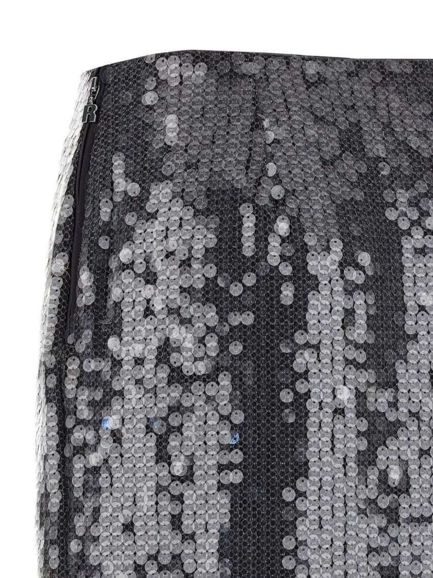 Rotate Fitted Grey Skirt With Shimmering Sequin Design
