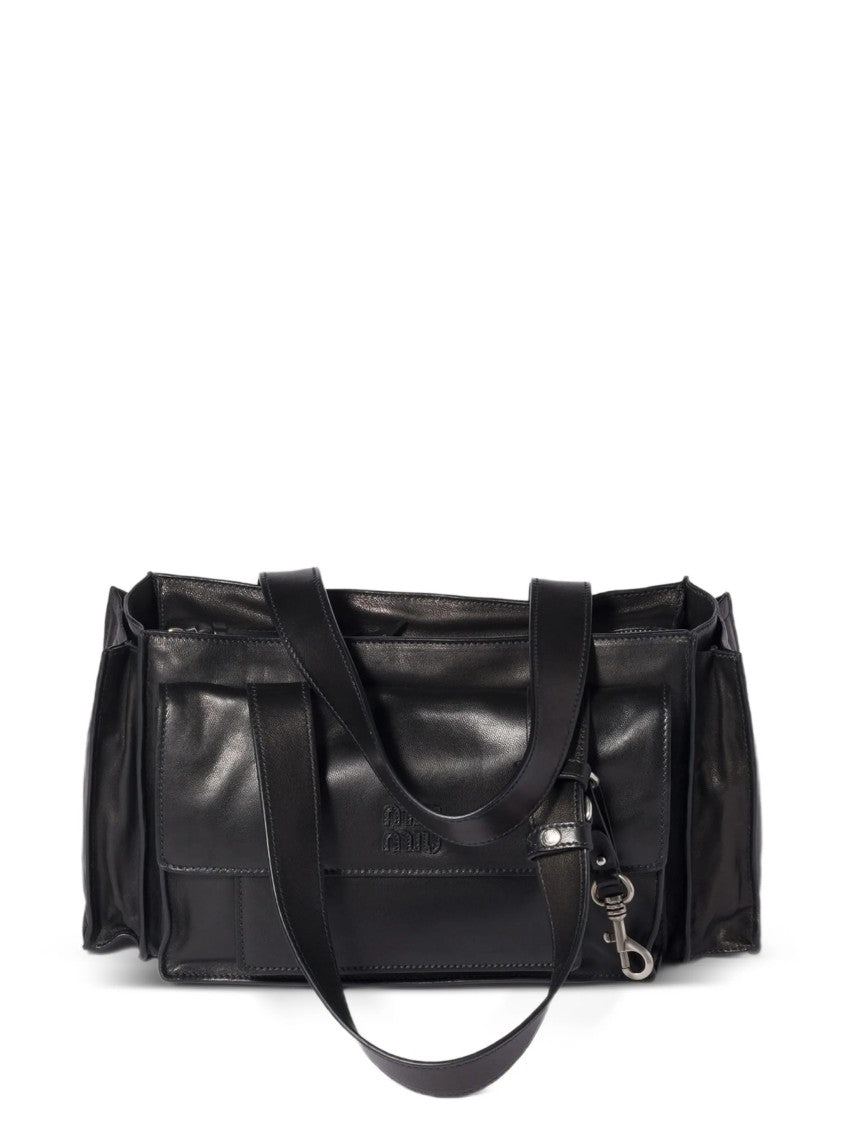 Miu Miu Black Shopping Utilitaire Leather Bag