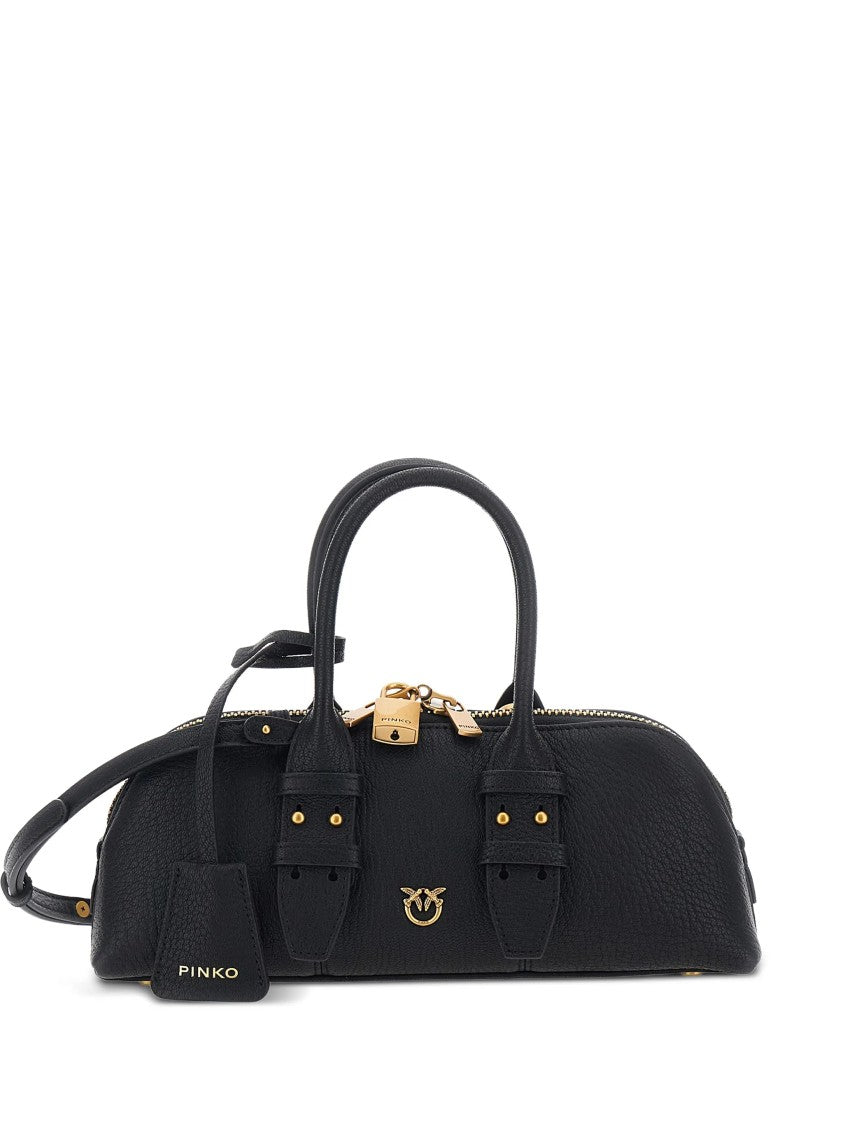 Pinko Horizontally Elongated Bowling Bag With Gold-Tone Hardware