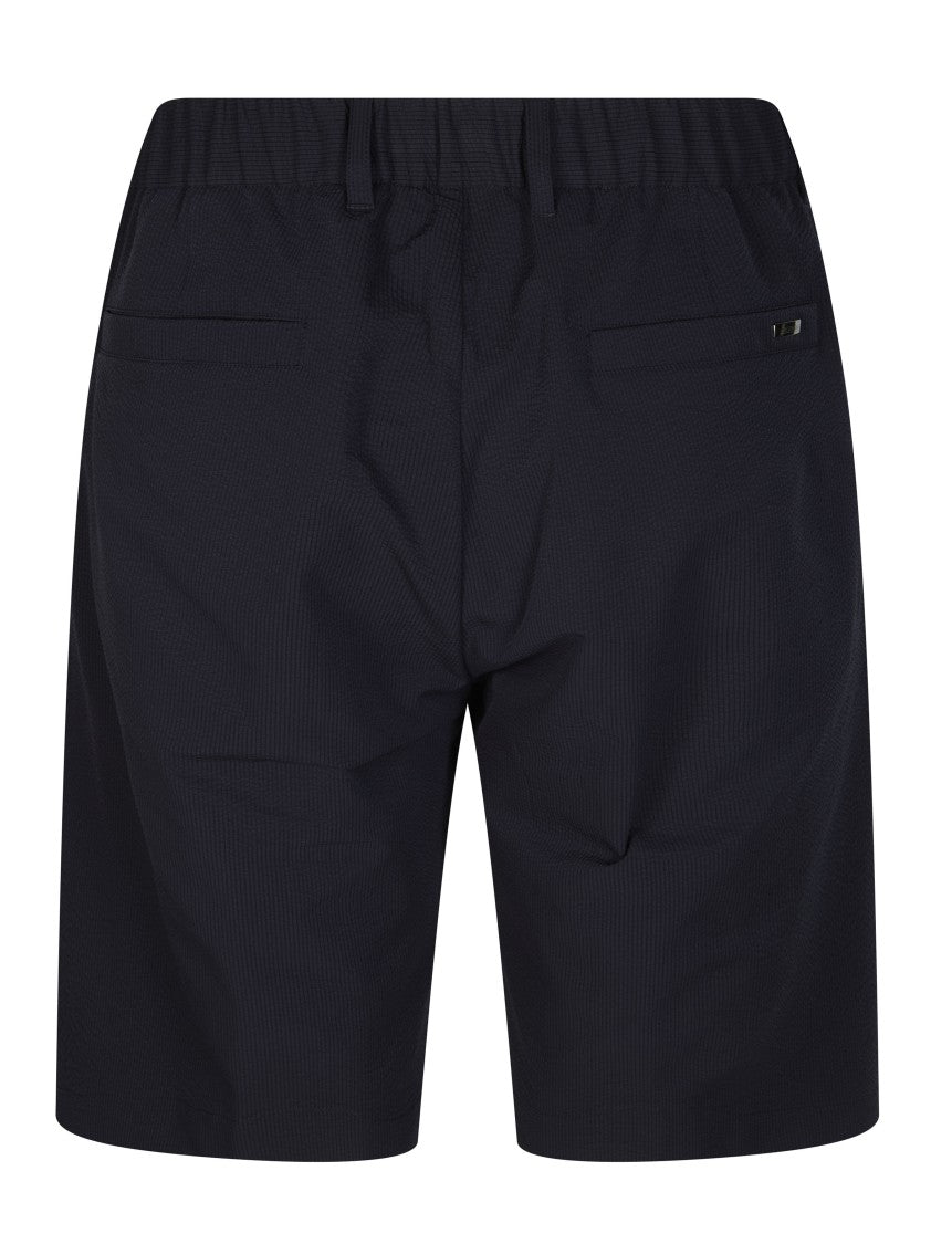 Herno Blue Technical Coulisse Textured Pattern Shorts