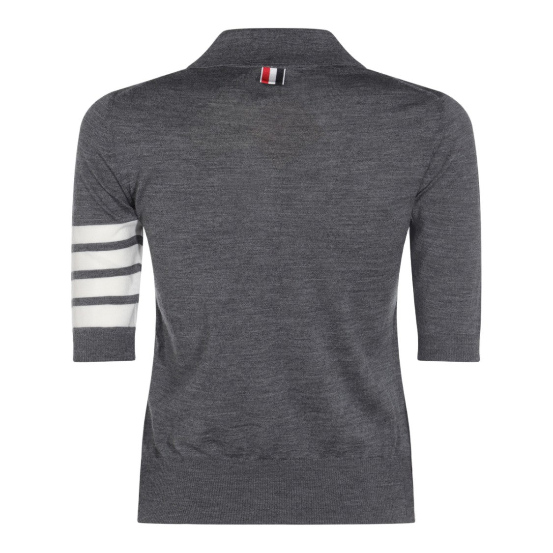 Thom Browne Classic Dark Grey Sweater With Polo Collar