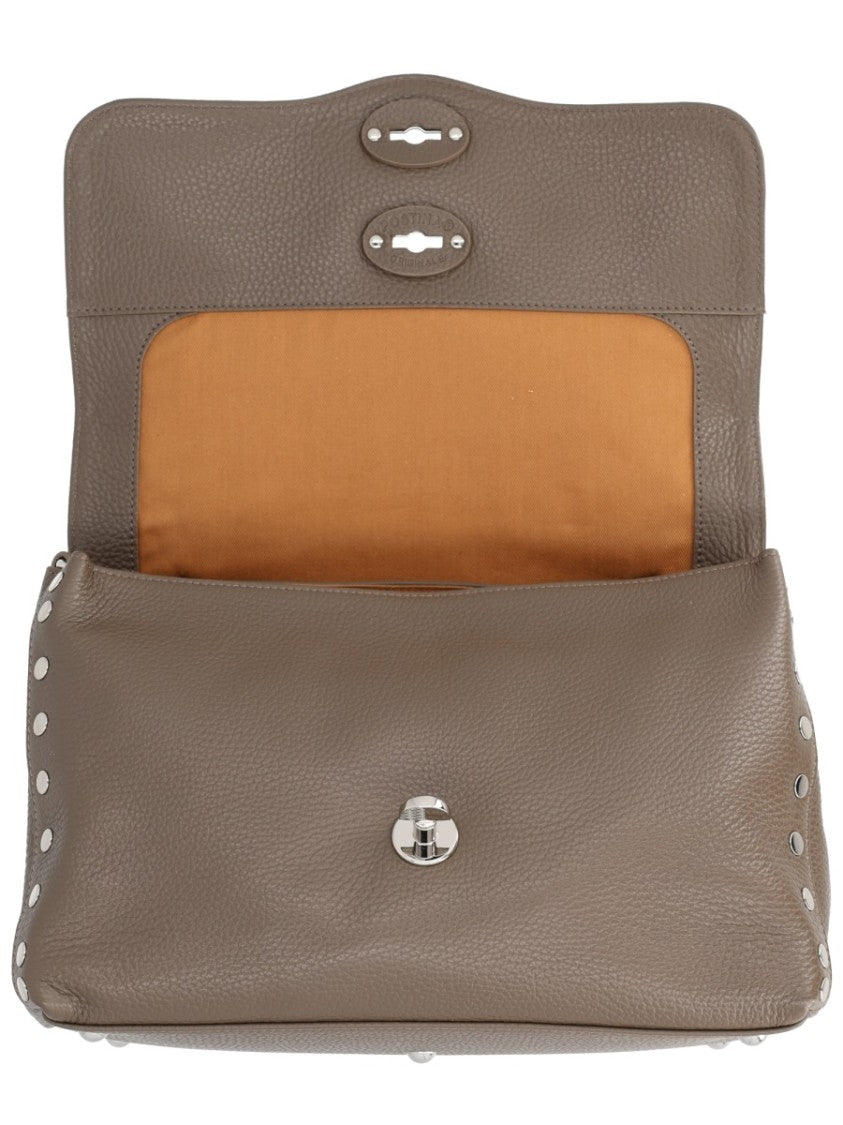 Zanellato Brown Postina Pebbled Leather Handbag