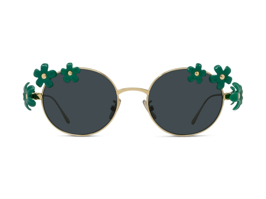 Loewe Gold Lw40173u Floral Round Metal Sunglasses