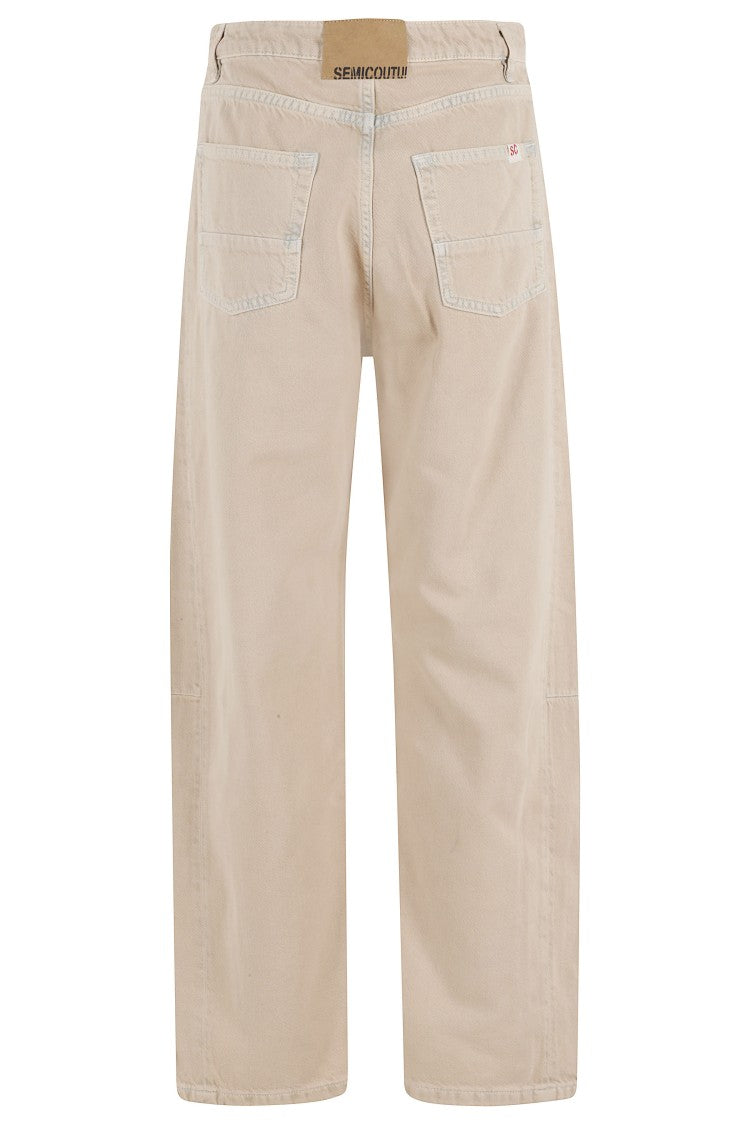 Semi Couture Beige Britney Five-Pocket Button-Closure Cotton Jeans