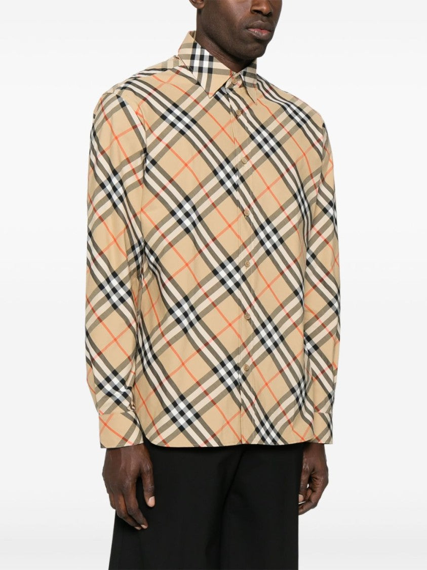 Burberry Check Print Casual Shirt With Classic Spread Collar
