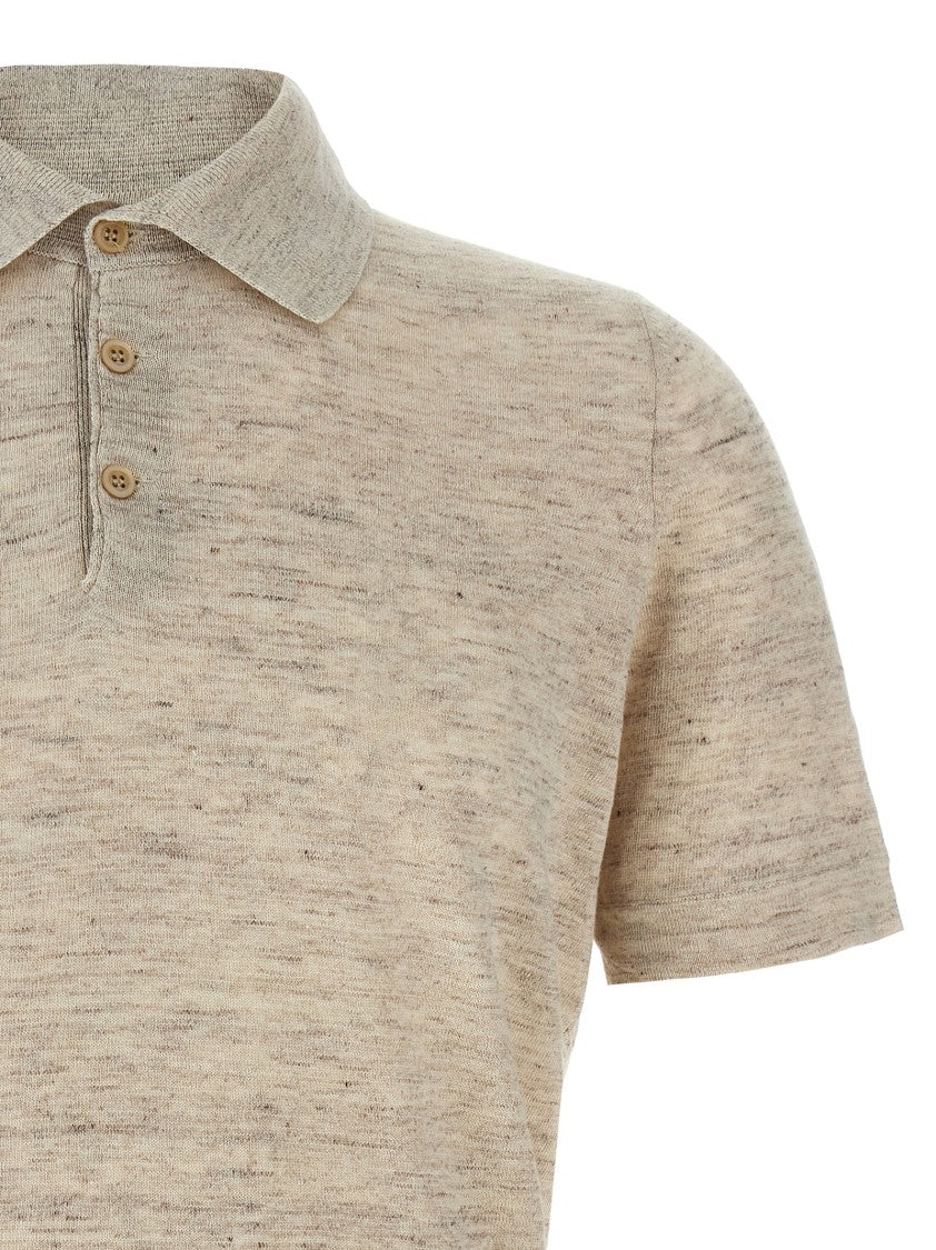 Brunello Cucinelli Linen Blend Polo Shirt With Traditional Collar