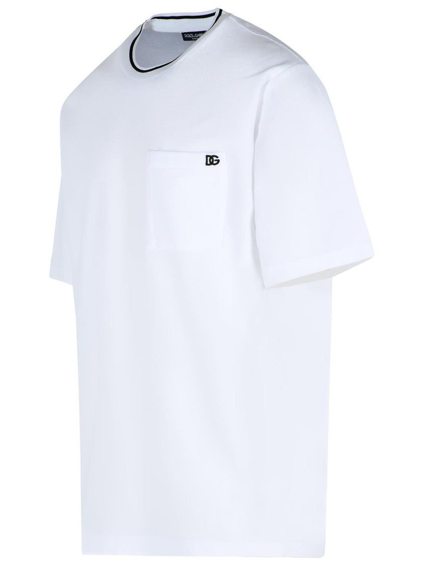 Dolce & Gabbana White Cotton Piquet T-Shirt