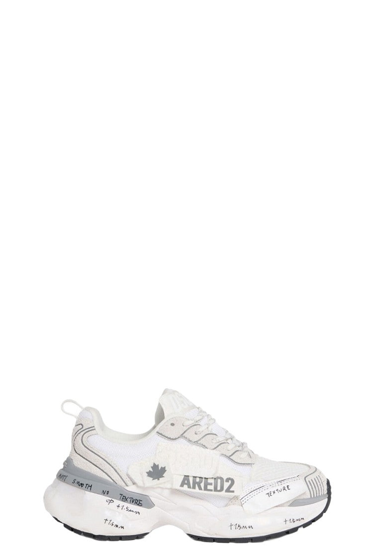 Dsquared2 White Polyester-Spandex Blend Graphic Chunky Sneaker