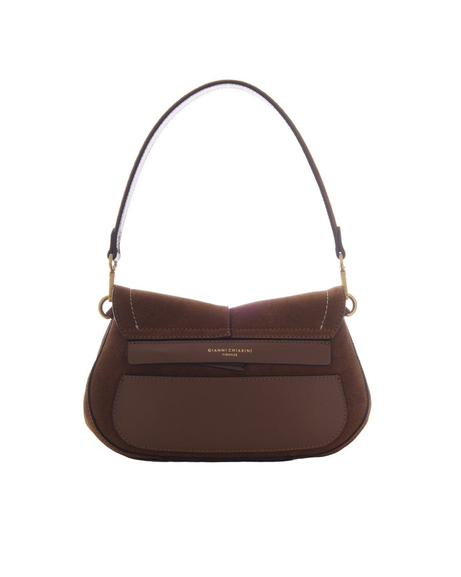 Gianni Chiarini Structured Round Shoulder Bag In Cognac Suede