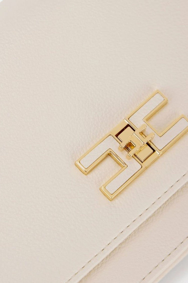 Elisabetta Franchi White Handbag With Gold Hardware And Versatile Chain Strap