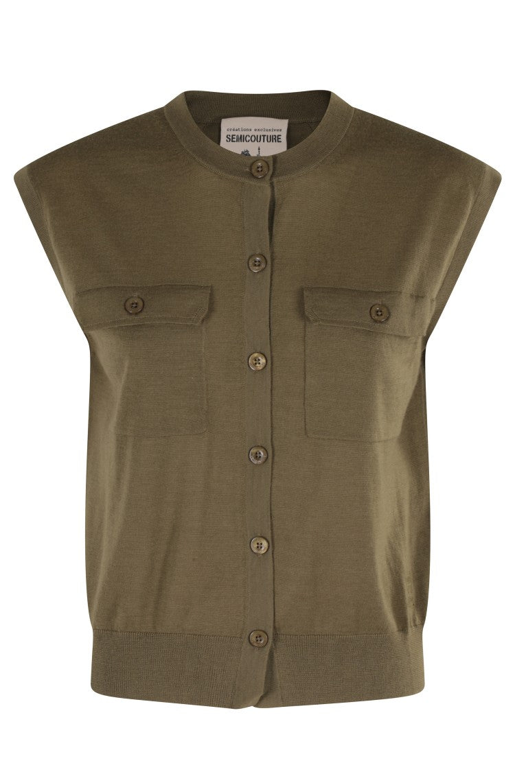 Semi Couture Brigida Sleeveless Gilet With Flap Pockets