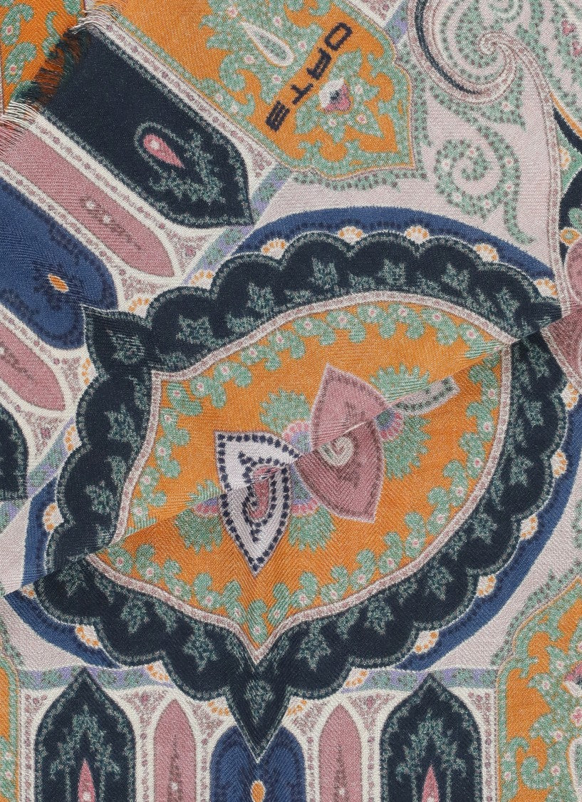 Etro Rectangular Paisley Scarf With Vibrant Multicolor Design