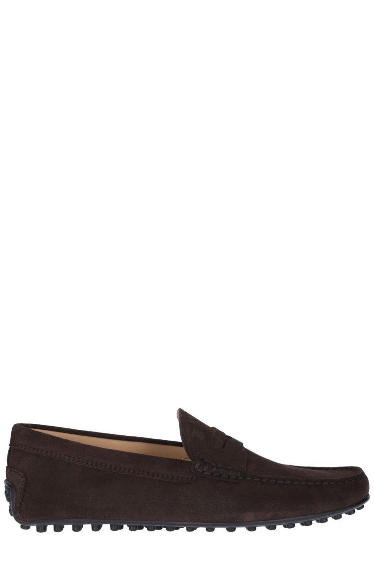 Tod's Dark Brown Suede Loafers With Moccasin-Style Upper