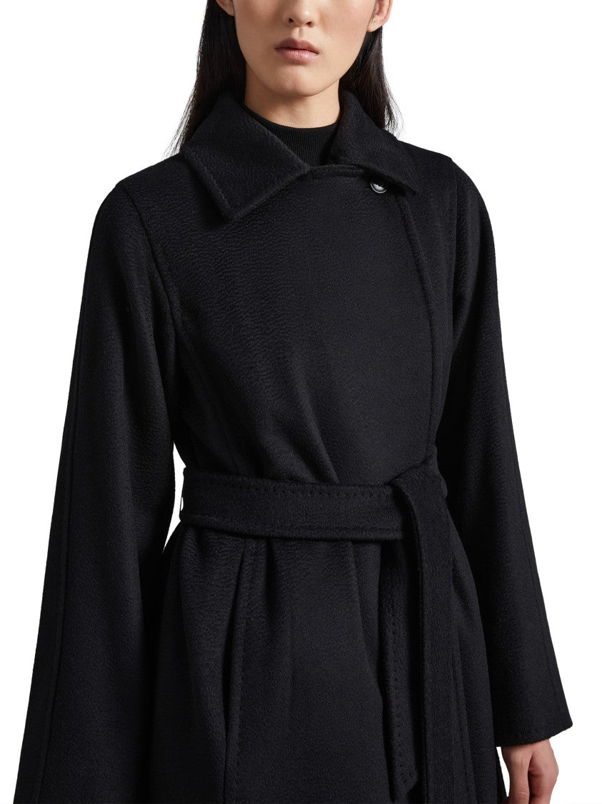 Max Mara Long Wrap Coat With Wide Collar
