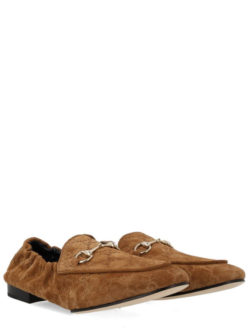Gucci Gg Silver Clamp Pointed-Toe Loafers