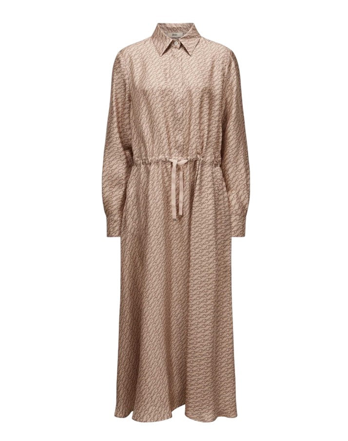 Herno Silk Shirt Waist Belt Midi Dress