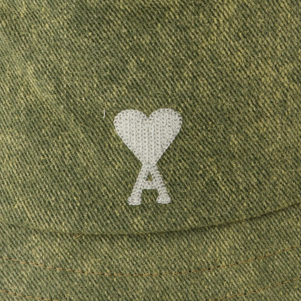 Ami Adc Embroidery Bucket Hat - Cotton - Khaki