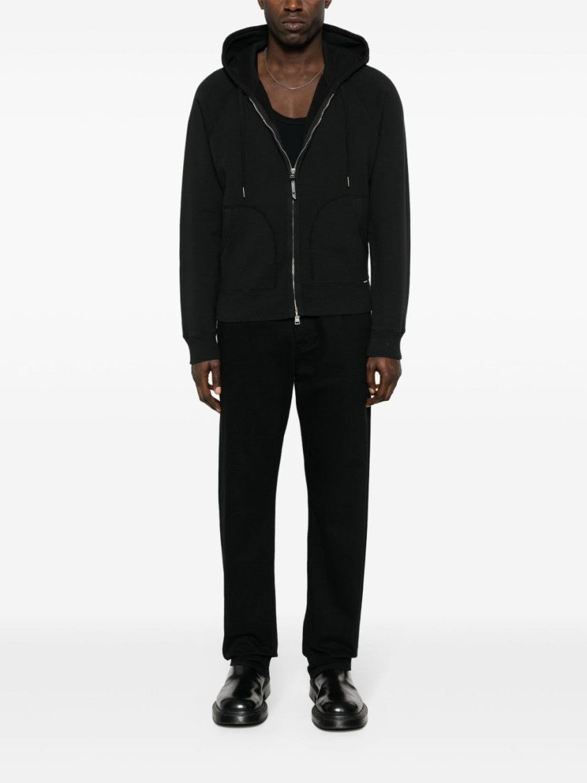 Tom Ford Black Hooded Sweatshirt With Front Zipper