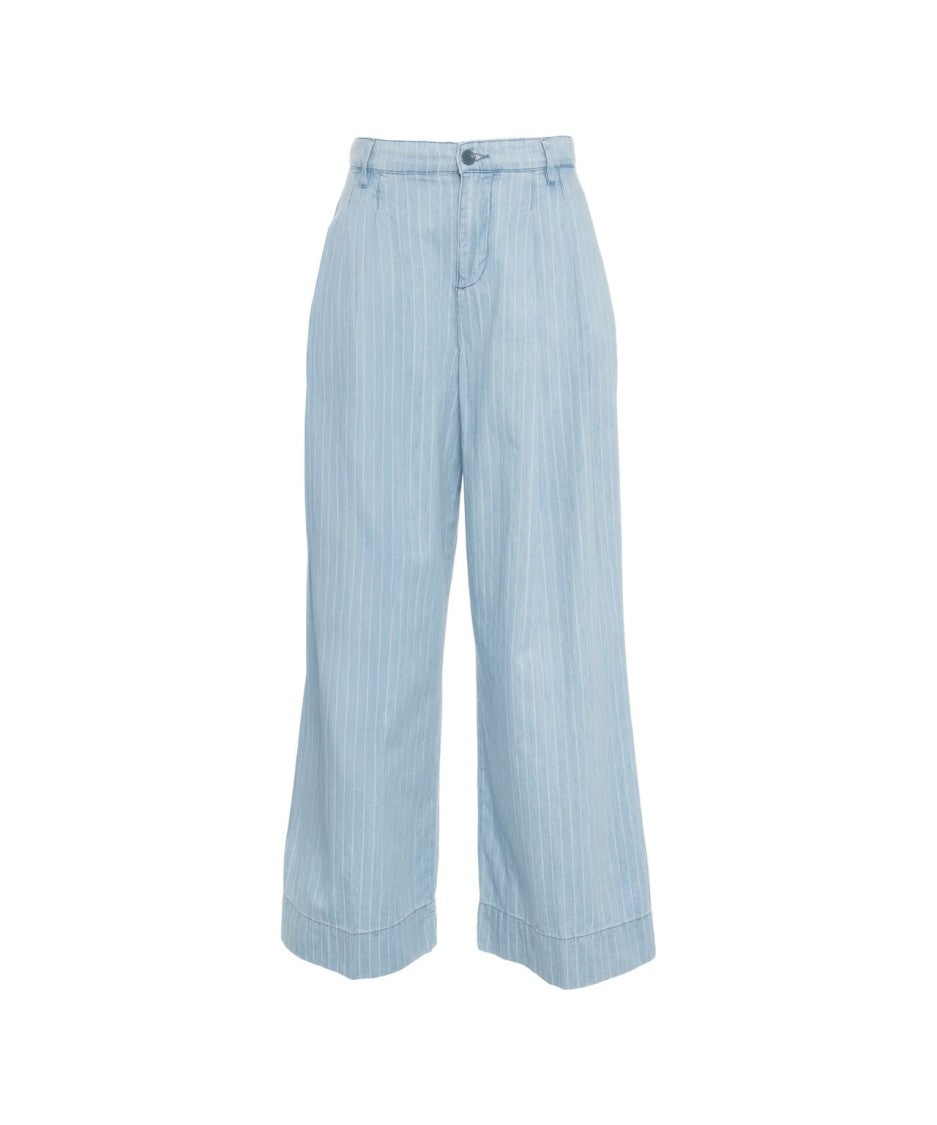 Liu Jo High-Waisted Pinstriped Palazzo Trousers With Rhinestone Accents