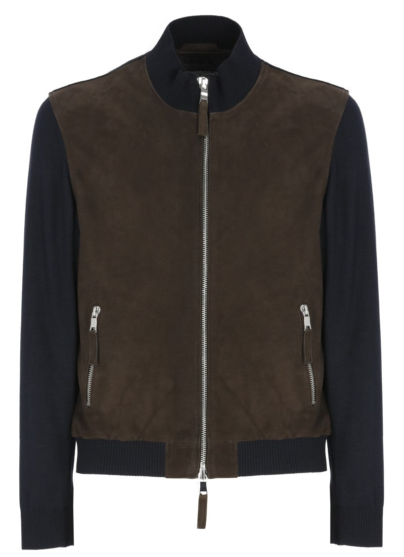 The Jack Leathers Brown Derek Knit Suede Leather Jacket