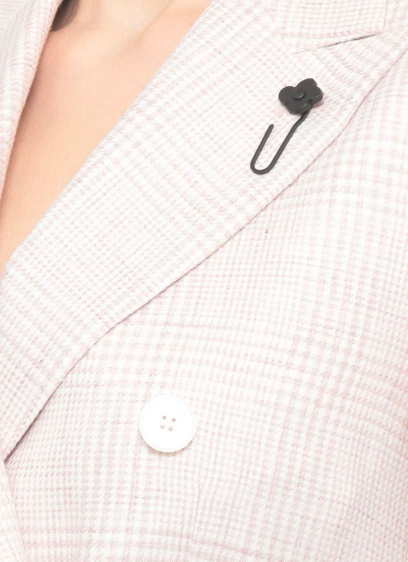 Lardini White Prince Of Wales Linen-Wool Blazer