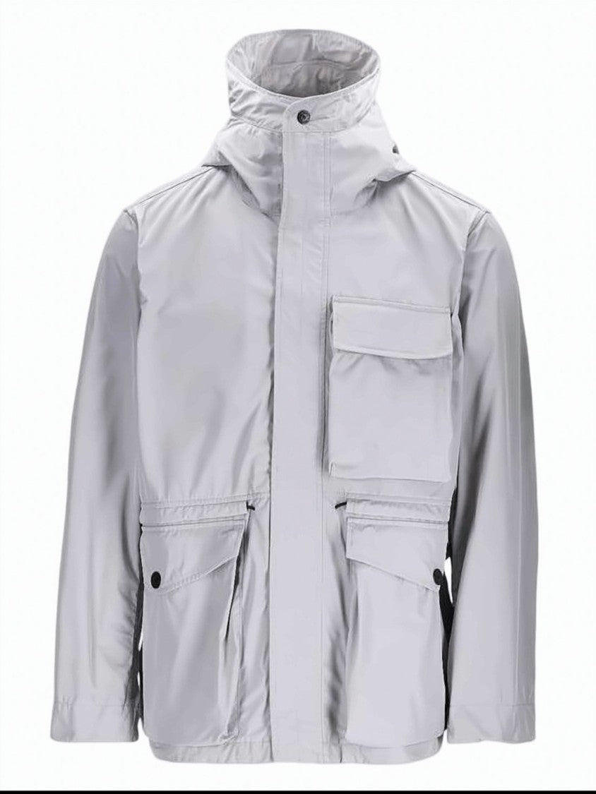 Stone Island High-Collar Casual Jacket With Concealed Zip Closure
