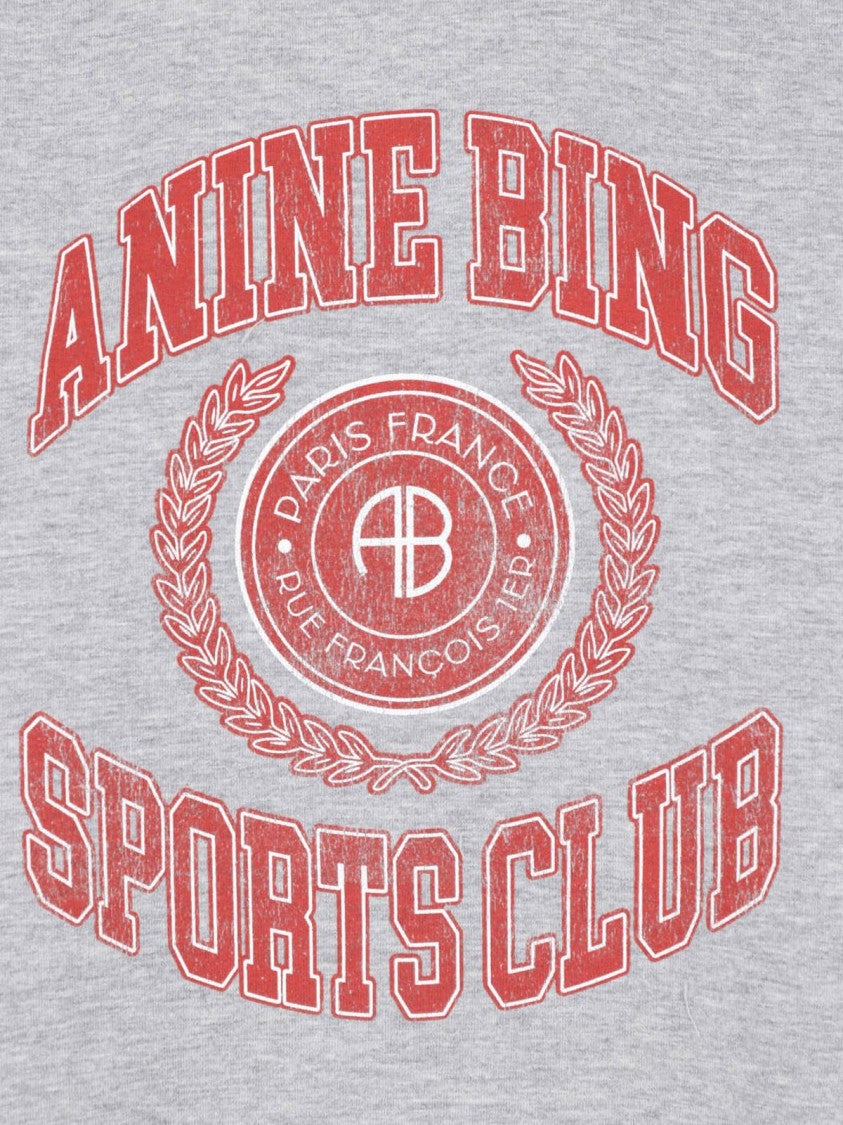 Anine Bing Grey Miles Printed Cotton Sweatshirt
