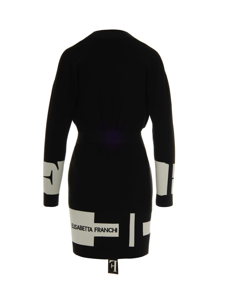 Elisabetta Franchi Viscose Cardigan With Shiny Stripes – Black/Milk