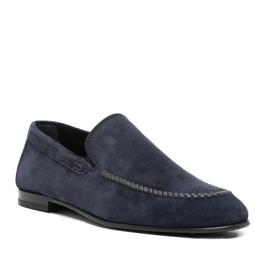 John Harrison Blue Suede Decorative Stitching Loafers