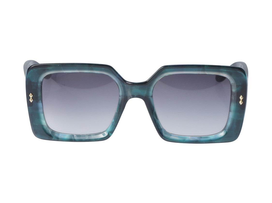 Kador Teal Kate Glamour Gold Marbled Oversized Square Sunglasses