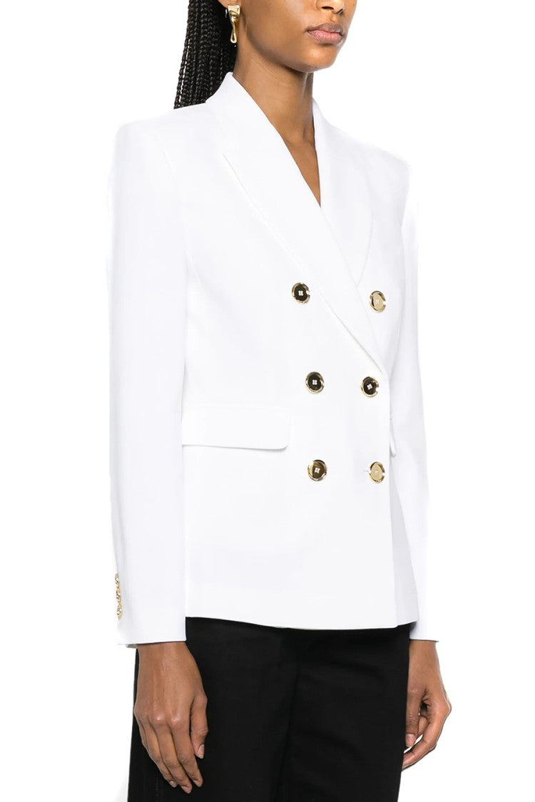 Pinko White Polyester-Blend Double-Breasted Blazer